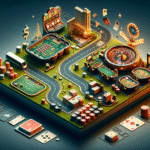 Casino table with chips and cards set for strategic play