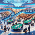 Modern casino resort lobby with accessible design features