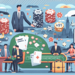 Poker dealer interacting with players in a casino