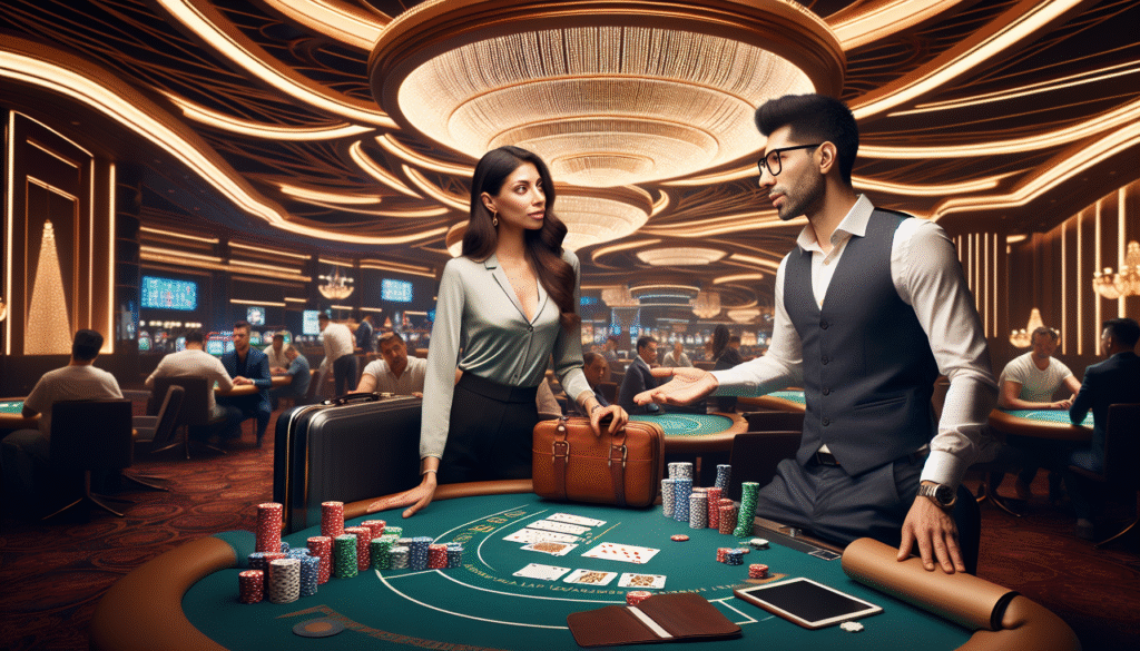 Vibrant casino floor with active table games