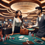 Vibrant casino floor with active table games
