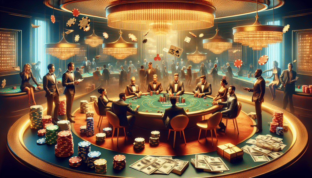 Casino table with chips and cards