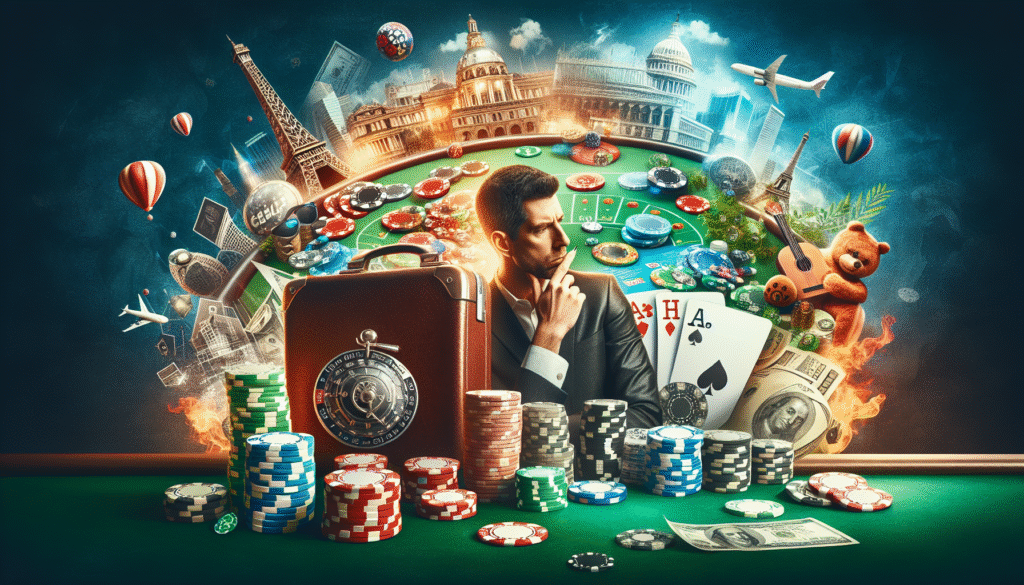Casino table with Texas Hold'em setup