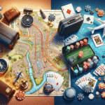 Traveler planning casino trip using a strategy board