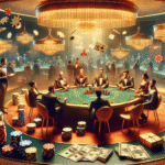 Casino table with chips and cards