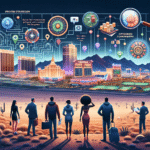 Vibrant casino exterior with clear skies