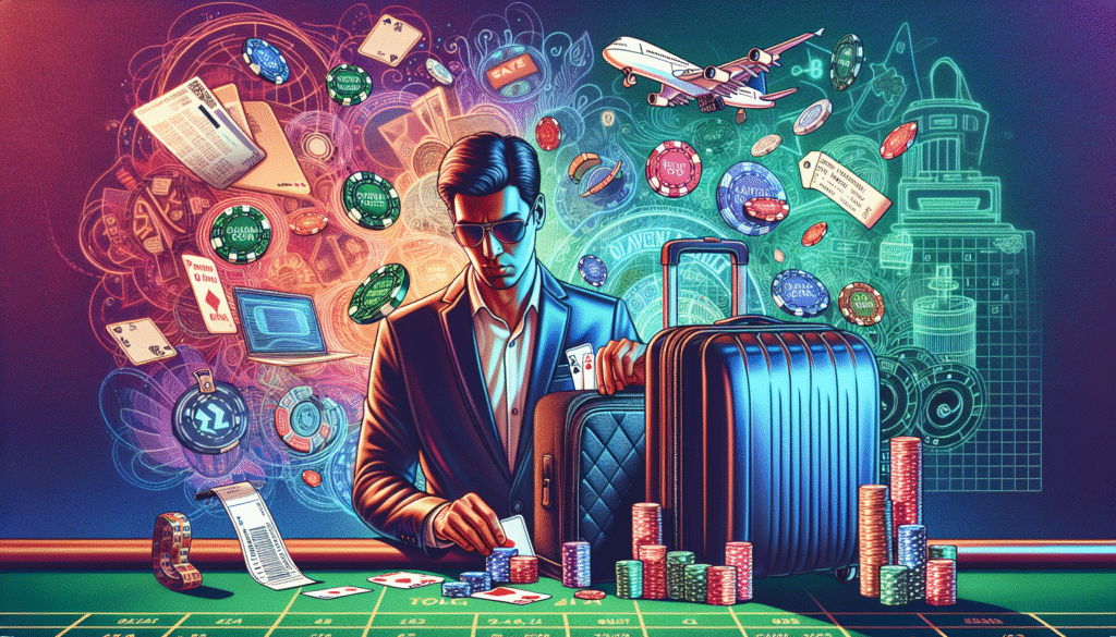 Casino table with travelers planning strategy