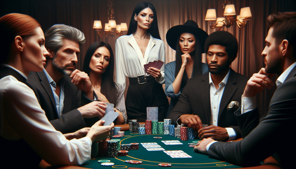 Casual poker table in a casino with players observing body language