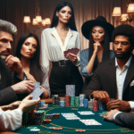 Casual poker table in a casino with players observing body language