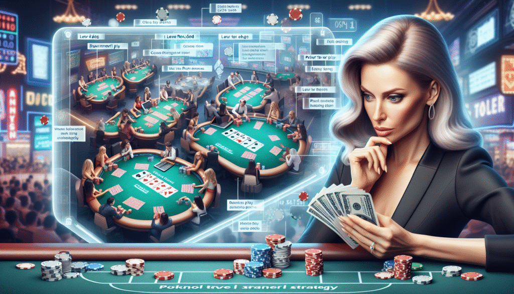 Casino traveler analyzing ICM strategy on a digital device