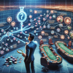 Travelers planning a casino trip with table games in the background