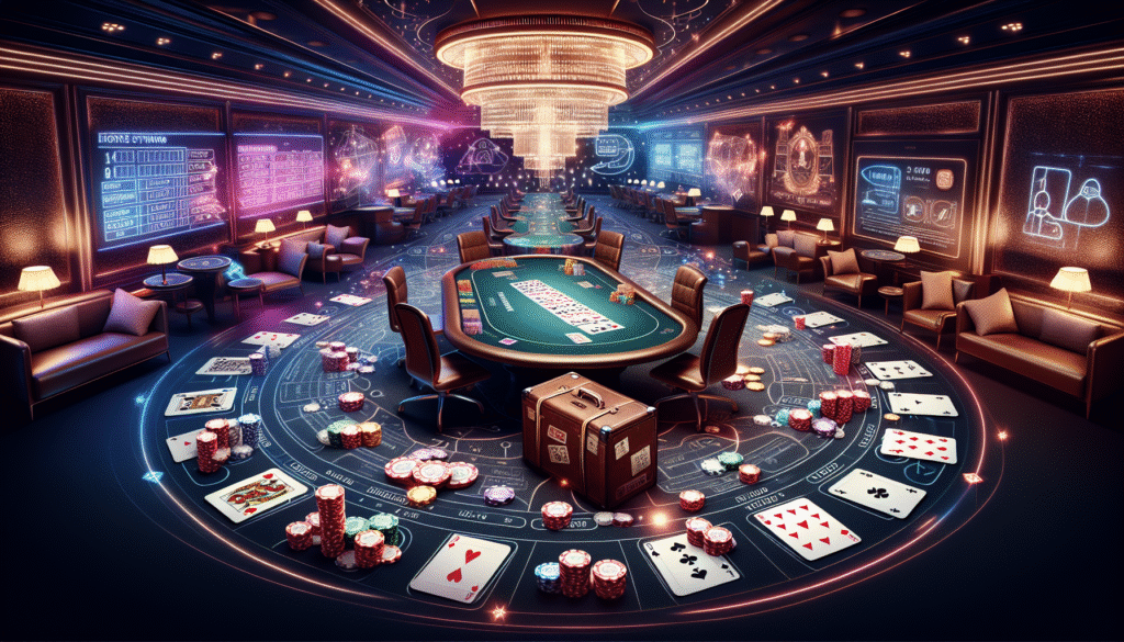 Live action at a poker table in a casino