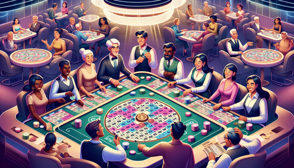 Casino table with chips and cards showing strategic play