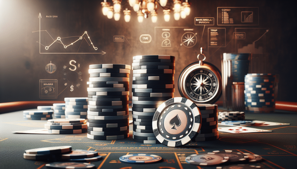 Casino table with high-quality metal core poker chips