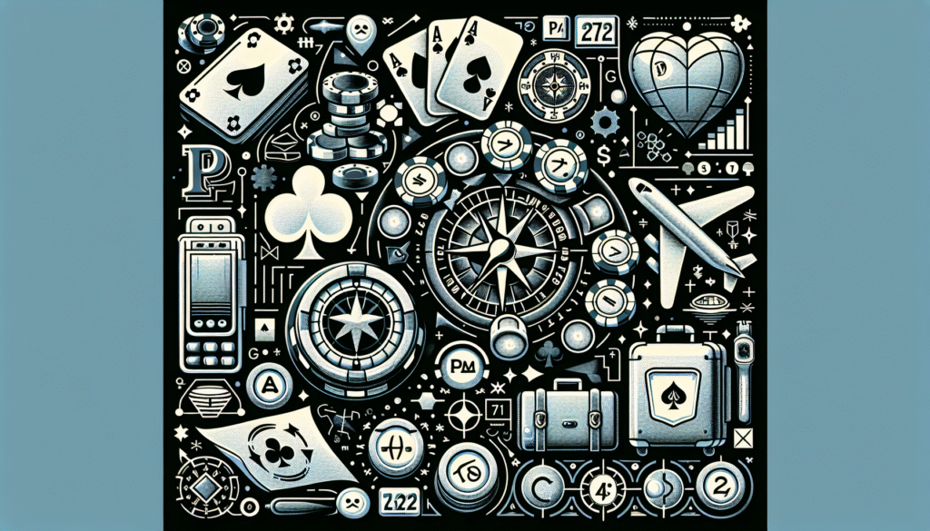 Casino table with poker chips and cards showing positions