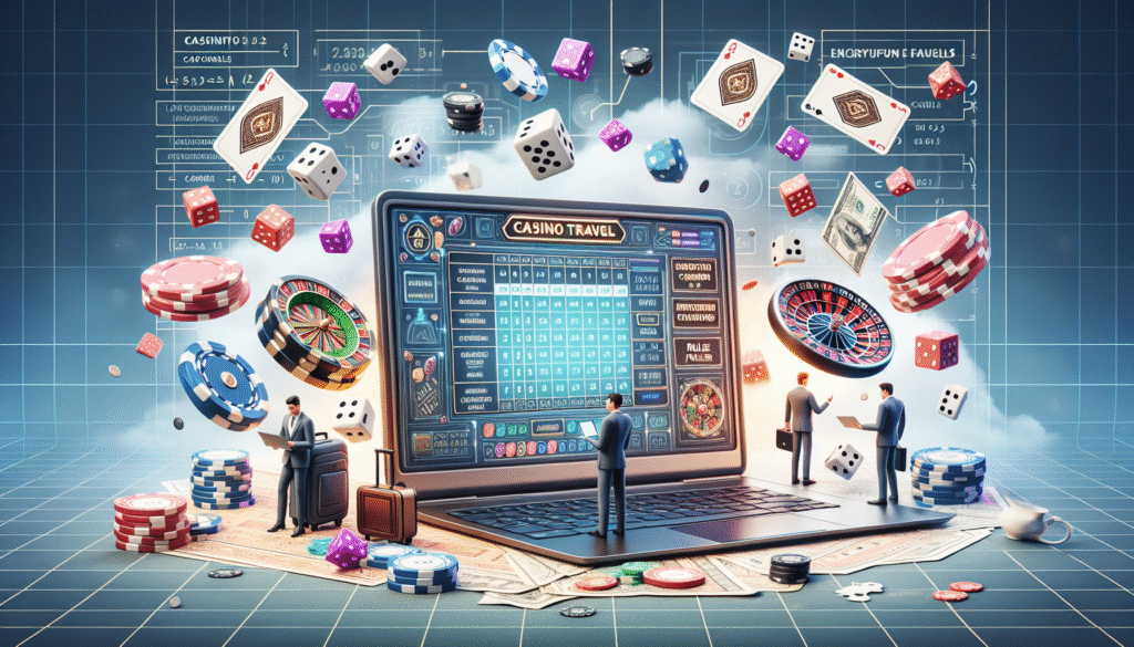 Casino traveler analyzing a digital dashboard on laptop