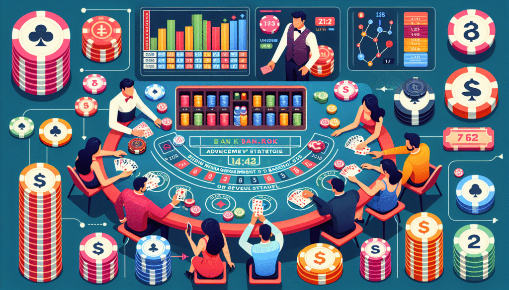 Casino table setup for blackjack with chips and cards