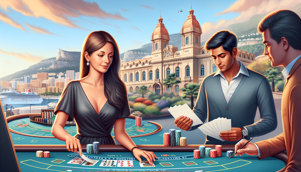Casino table with chips and strategic play setup